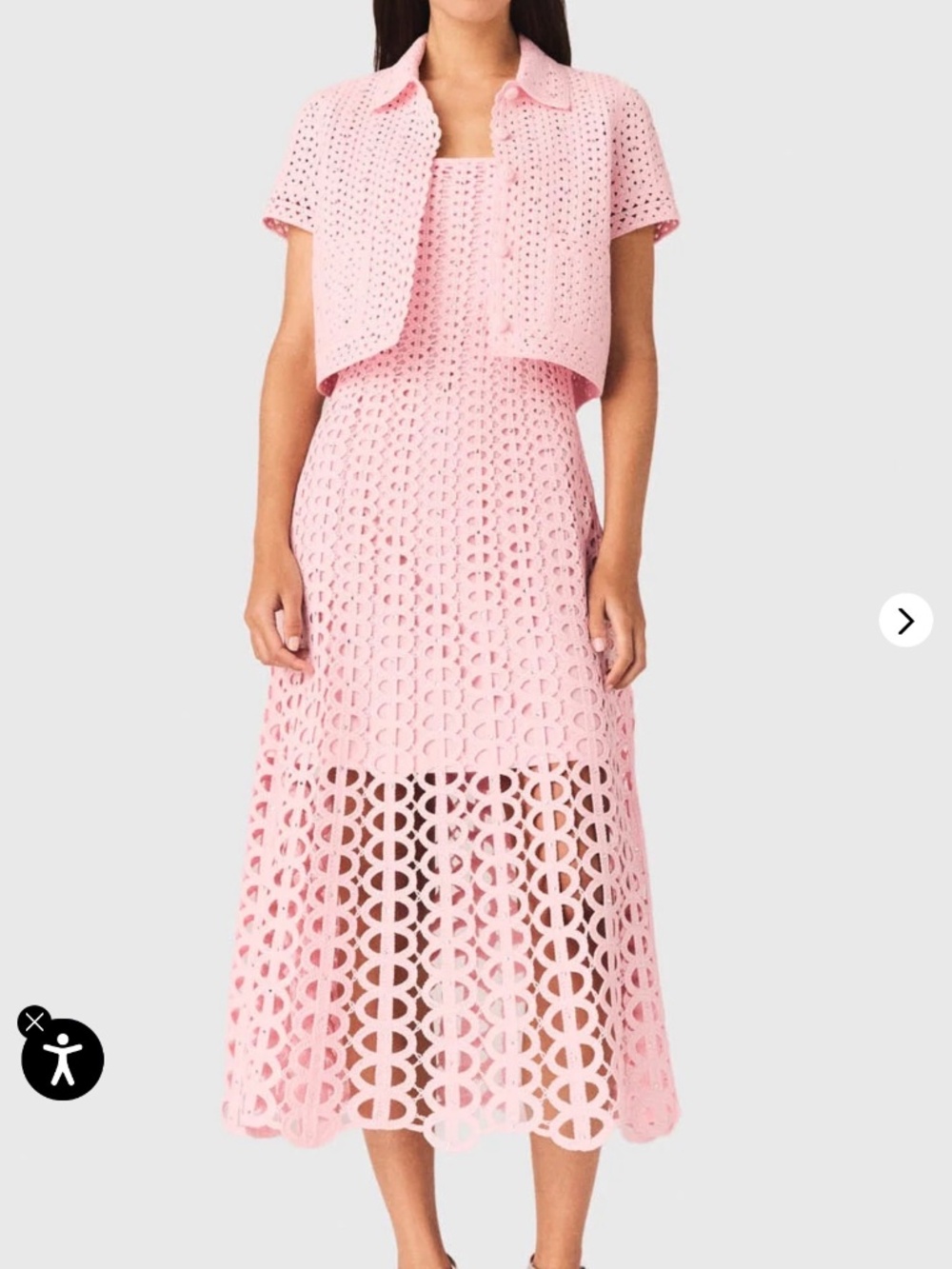 Crochet pink dress and jacket